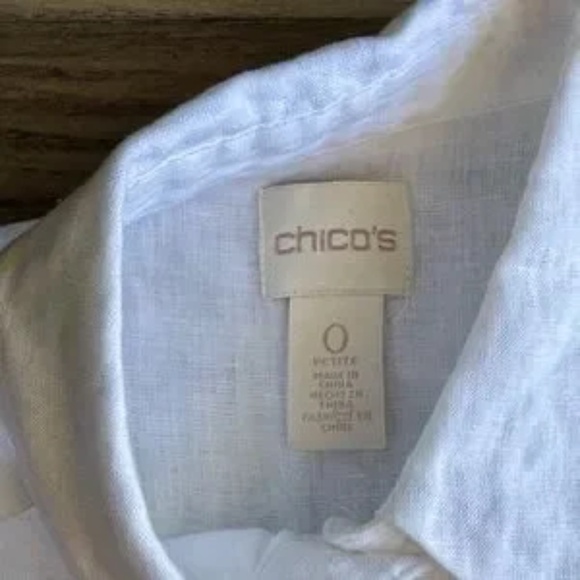 Chico’s Sleeveless Linen High-Low Tunic White | Button Down Top Size 0 - Picture 4 of 15